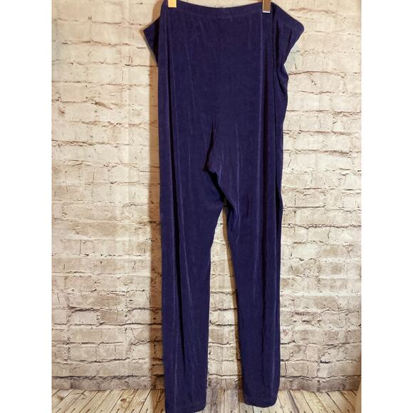 Chico's Slinky Pants Womens XXL Acetate Deep Purple Elastic Waist Ultra Stretch - Picture 15 of 15